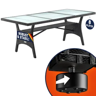 CASARIA Polyrattan Gartentisch 190 x 90 x 74 cm Schwarz