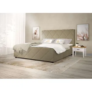 Home Affaire Boxbett HOME AFFAIRE "Mona", grau (taupe grau), B:204cm L:215cm, Massivholz, Polyester, Spanplatte, Komplettbetten, Boxspringbett, mit 4 Schubladen