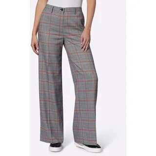 Webhose HEINE, Damen, Gr. 44, Normalgrößen, rot (schwarz, rostrot, kariert), 64% Polyester, 34% Viskose, 2% Elasthan, bedruckt, gemustert, kariert, mehrfarbig, Hosen Webhose