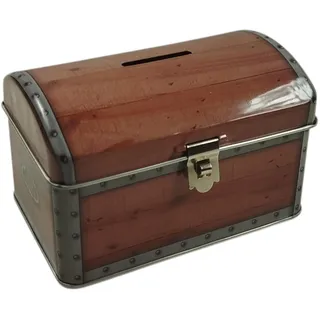 Schatztruhe Spardose aus Metall mit Schloss und Schlüssel