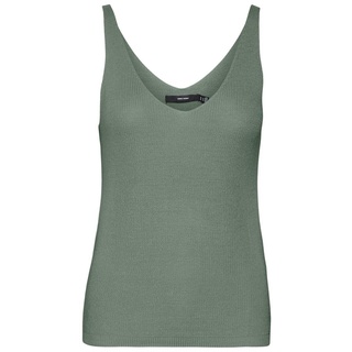 VERO MODA Damen Geripptes Struktur Top Einfarbiges V-Ausschnitt Shirt Ärmelloses Strick Oberteil VMNEWLEX