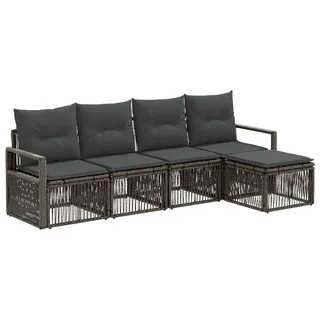 vidaXL Gartensofa-set 4 stk. Grau Poly-Rattan - Grau