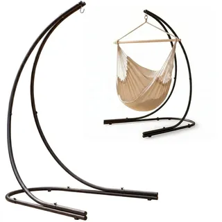 Amanka Xl-Hängesesselgestell, 210cm, bis 150kg, Schwarz , Metall , 140x210x160 cm , Gartenmöbel, Gartenschaukeln, Hängematten