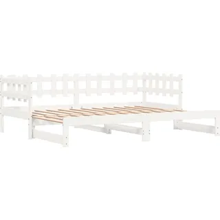 vidaXL Tagesbett Ausziehbar Weiß 2x(90x200) cm Massivholz Kiefer - Weiß