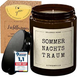 LICHTBRINGER Citronella Kerze Outdoor, Sommernachtstraum, bis 70 Std.