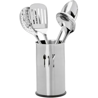 Relaxdays Küchenhelfer Set Edelstahl 5 Teile Besteckbehälter Silber