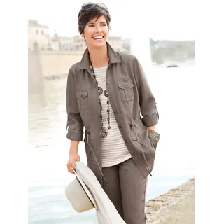 Blusenblazer "Blusenjacke", Damen, Gr. 48, grau (taupe), 100% Polyester, Blazer Blusenblazer