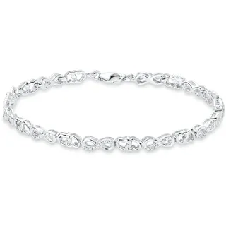 Amor Schmuck Geschenk Armkette Herz, Liebe, Infinity, Unendlichkeit mit Zirkonia silberfarben 21 cm