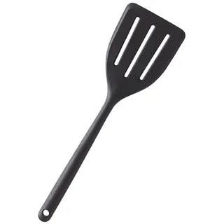Mastrad - Silikon Pfannenwender – Schlitzspatel Küchenwender aus Premium Silikon – Hitzebeständig bis 250°C – Schonend für Antihaft – Einteiliges Design - Schwarz