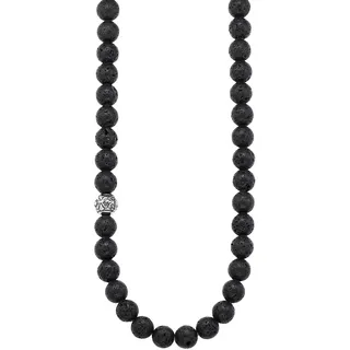 Bruno Banani Edelstahlkette "Schmuck Geschenk Lavasteinkette" mit Lavastein, edelstahlfarben, schwarz