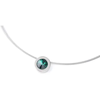 TIABELLE – Collier LARA aus Titan mit funkelndem Swarovski® Kristall – Silberfarbene Kette für Damen – allergenfrei & hautverträglich – Handmade in Germany (L=45cm | 15,9mm ø | Emerald)