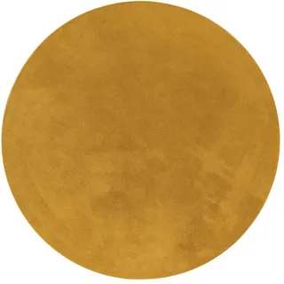 TT Home Flachwebeteppich Senfgelb Ø 200 cm , Hellgelb , Kunststoff , 200x200 cm , Teppiche und Böden, Teppiche, Flachwebteppiche