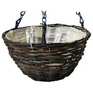 14′′ Wandbehang Blumen Korb Planter's Rattan Weidenkorb Rund Mit Kette & Liner