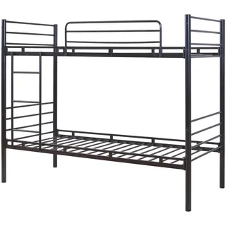 [en.casa] Etagenbett Bevapis 90 x 200 cm Metall schwarz schwarz