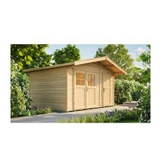 Weka Holz-Gartenhaus Lago Satteldach Unbehandelt 400 cm x 380 cm