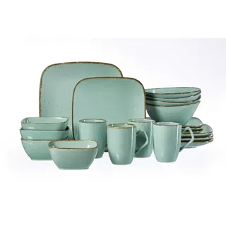 Ritzenhoff Breker Kombiservice , Türkis , Keramik , 20-teilig , Uni , 375 ml,625 ml , Lfgb , handbemalt , Geschirr, Geschirrsets, Kombiservice