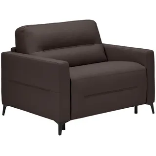 Novel Schlafsessel , Dunkelbraun , Metall , Echtleder , Rindleder , Uni , 115x89x97 cm , Liegefunktion , Wohnzimmer, Sofas & Couches, Schlafsofas, Schlafsessel
