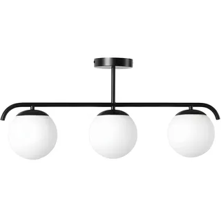 B·LED BARCELONA LED Dreifache Deckenleuchte "Tali" mit 3 Glaskugeln, 3 x E27, moderner minimalistischer Stil, diffuse Beleuchtung für Wohnzimmer, Esszimmer oder Schlafzimmer, 70 x 30 x 15 cm, Metall