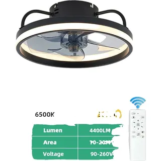 Deckenventilator mit Licht, 60W Leistung, Fernbedienungskomfort, schwarz 33 cm - Schwarz