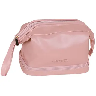 groß,wasserdichte Reise-Kosmetiktasche aus PU-Vegan-Leder, tragbare Damen-Kosmetiktasche, Waschtasche