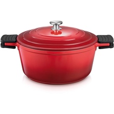 Tescoma Kasserolle mit Deckel BORDEAUX ø 28 cm, 6,8 l I Premium Antihaft, für Alle Herdarten & Backofen I Edelstahl & Silikongriff I Rückfließ-Deckel, stilvoll & pflegeleicht