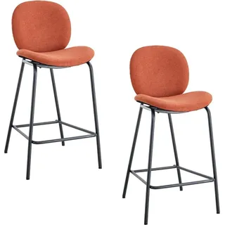 CALICOSY - Set aus 2 Hockern aus Stoff mit schwarzen Metallbeinen L43 cm - CORI - Orange