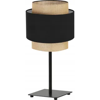 Boho Lampenschirm Tischlampe Modern - Elegante Nachttischlampe für Schlafzimmer Wohnzimmer - Tischleuchte E27 - 47,5x20 cm - Schwarz und Jute - Schwarz, Braun