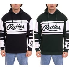YOUNG & RECKLESS Brody Herren Kapuzen-Sweater Colour-Blocking Baumwolle Winter-Pullover 120035 Grün/Weiß oder Schwarz/Weiß