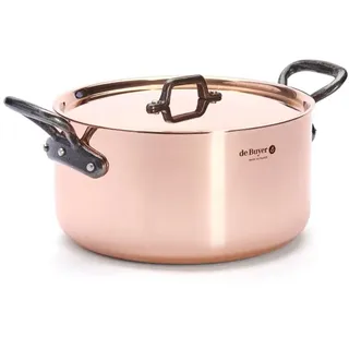 De Buyer 6466.16 Kochtopf mit Deckel, Kupfer, grau, 16 cm