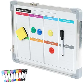 Relaxdays Whiteboard, mit Zubehör, abwischbar, beidseitig magnetisch, Tafel mit Eckenschutz, Magnetwand 30 x 40 cm, weiß