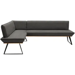 Voleo Eckbank , Schwarz, Eichefarben, Dunkelgrau , Holz, Metall, Textil , Eiche , massiv , Eckteil, L-Form , 223x163 cm , Stoffauswahl, Typenauswahl, seitenverkehrt erhältlich, mit Rückenlehne, in verschiedenen Größen erhältlich , Esszimmer, Bänke, Eckbänke