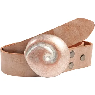 Ledergürtel RETTUNGSRING GÜRTEL, Damen, Gr. 100, beige (natur), Leder, unifarben, Gürtel Ledergürtel, mit austauschbarer Schließe »Muschel Rund Rosé«