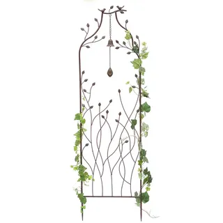 DanDiBo Dandibo Rankhilfe Metall mit Glocke Rankgitter 170 cm 93994 Kletterhilfe Bodenstecker Blumenhalter Ranksäule , Braun , 45x170x5 cm , Dekoration, Gartendeko