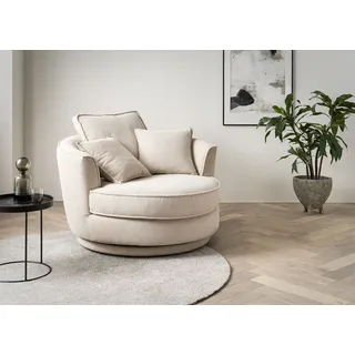 Home Affaire Drehsessel MAISIE Velours/Cord 120 x 86 x 120 cm Beige drehbar