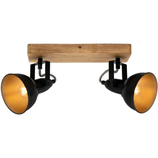 Briloner Deckenlampe Vintage 2-flg. Holz schwarz-gold