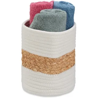 Relaxdays Aufbewahrungskorb geflochten aus Baumwolle 20 x 18 x 20 cm creme/natur