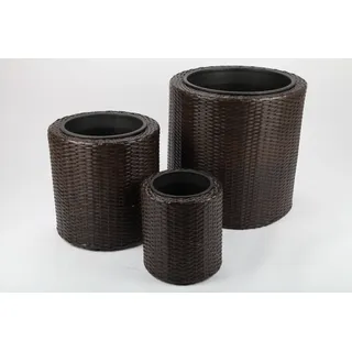 point-garden 3x Blumenkübel Pflanzkübel Pflanzgefäß Blumentopf Polyrattan