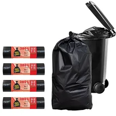 Extra Starke Schwarze ALUFIX Müllsäcke 280L - 115x135 cm - 4 Rollen mit je 5 Stück - Extrem Reißfeste Schwarze Müllsäcke - Material LDPE - Mülltüten - Ideal für Gastronomie - Haushalt - Reparatur