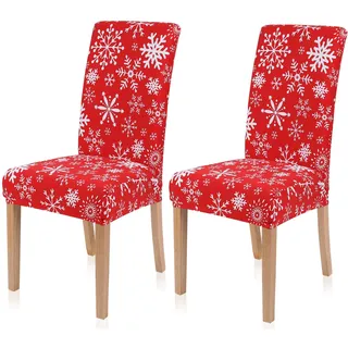 Homaxy Universal Stretch Stuhlhussen 2er 4er 6er Set Stuhlbezug für Stuhl Esszimmer (2er Set, Weihnachten E)