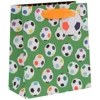 Glick Luxus-Geschenktüte, Fußball-Geschenktüte, mittelgroße Fußball-Geschenktüte für Jungen, 200 x 225 x 100 mm, Grün