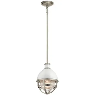 Elstead Lighting Hängeleuchte , Weiß, Nickelfarben , Metall, Glas , 44.5 cm , Grüner Punkt, RoHS , Lampen & Leuchten, Leuchtenserien