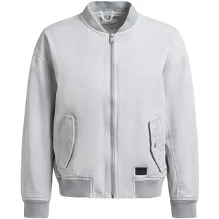 Funktionsjacke KHUJO "Funktionsjacke Inie", Damen, Gr. L, grau (light grau), Obermaterial: 100% Baumwolle CO.  Obermaterial: Futter: 100% Baumwolle CO., lässig geschnitten, Rundhals, Ärmel ohne Ärmelschlitz Rippbündchen, Jacken Funktionsjacke, Übergangsjacke im Bomberjacken-Style