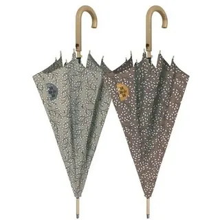 Desconocido Damen Regenschirm 61/8 Automatischer Federdruck, recyceltes Gewebe, Gestell aus Fiberglas, Anti-Wind und Holzmanschette, bunt