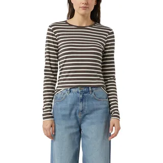 Comma Langarmshirt geringelt, mit Glitzer-Fäden