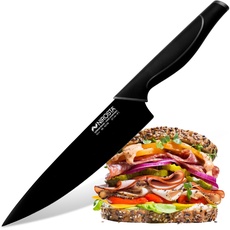 Kochmesser Wave 35 cm – Hochwertiger Edelstahl – Scharfes Messer in Profi-Qualität für Obst, Gemüse & Co – Beschichtete Klinge für einfacheres Schneiden – Soft-Touch-Griff