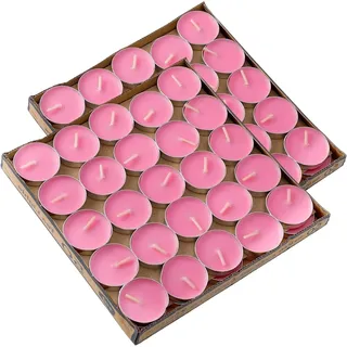 Kinmsito 100 Stück Teelichter, Teelicht Kerzen, Rosa, Rund