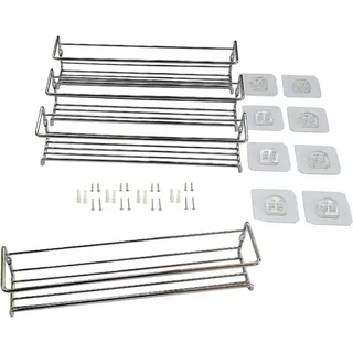 Provance Gewürzregale aus Metall silber 4er Set auch nutzbar als Küchenablage Schrankeinsatz Organizer Badregal Dekoration für haushaltsübliche Gewürzgläser oder Dosen