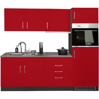 kochstation Küchenzeile 220 cm rot