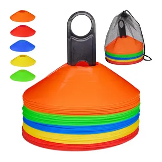 Relaxdays 50er Set Markierungshütchen Fußball