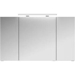 Badezimmerspiegelschrank SAPHIR "Serie 4010 Badezimmer-Spiegelschrank inkl. LED-Aufsatzleuchte", grau (graphit struktur quer nachbildung), B:120cm H:73,8cm T:17cm, Holzwerkstoff, Schränke, Badezimmerspiegelschrank, Badschrank 120 cm breit, 3 Türen, 6 Glas-Einlegeböden, inkl Türdämpfer